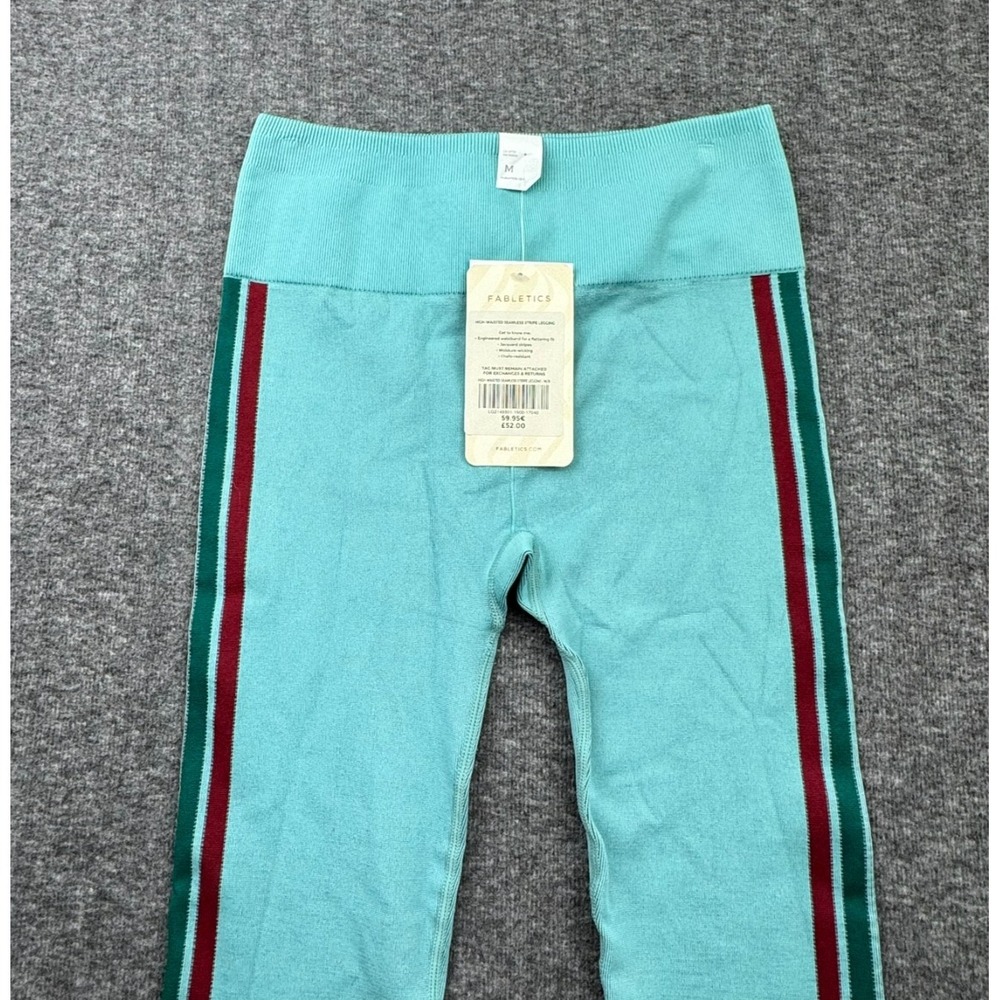 Fabletics High Waisted Seamless Stripe Leggings‎ Womens Medium Blue
